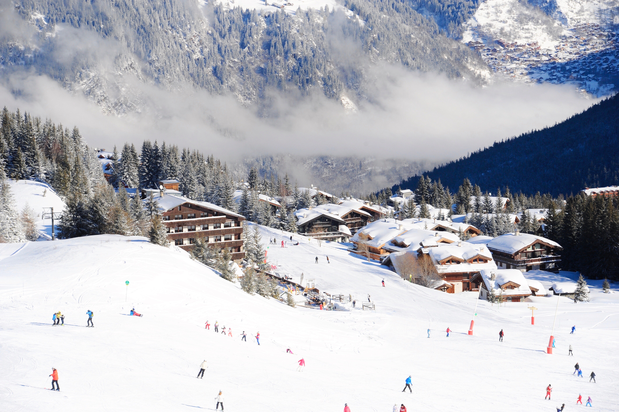 Ski resort Courchevel by winter